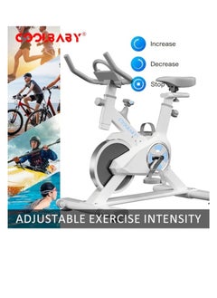 Cool Baby Style COOLBABY Indoor Cycling Bike, Silent Belt Drive Exercise Bike Stationary Bicycle with Steel Flywheel Phone Holder Adjustable Seat and Handlebar Heart Rate Monitor  - Image 2