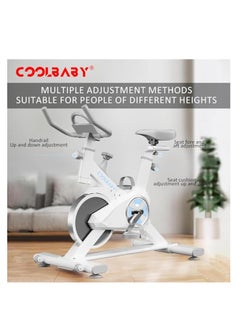 Cool Baby Style COOLBABY Indoor Cycling Bike, Silent Belt Drive Exercise Bike Stationary Bicycle with Steel Flywheel Phone Holder Adjustable Seat and Handlebar Heart Rate Monitor  - Image 5