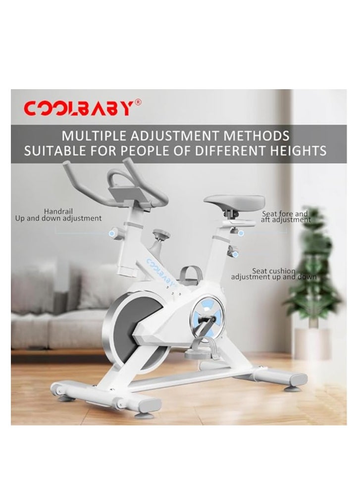 Cool Baby Style COOLBABY Indoor Cycling Bike, Silent Belt Drive Exercise Bike Stationary Bicycle with Steel Flywheel Phone Holder Adjustable Seat and Handlebar Heart Rate Monitor  - Image 5