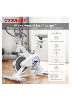 Cool Baby Style COOLBABY Indoor Cycling Bike, Silent Belt Drive Exercise Bike Stationary Bicycle with Steel Flywheel Phone Holder Adjustable Seat and Handlebar Heart Rate Monitor  - Image 4