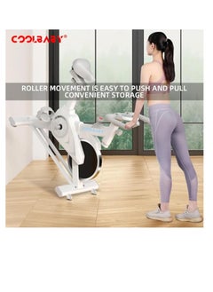 Cool Baby Style COOLBABY Indoor Cycling Bike, Silent Belt Drive Exercise Bike Stationary Bicycle with Steel Flywheel Phone Holder Adjustable Seat and Handlebar Heart Rate Monitor  - Image 3