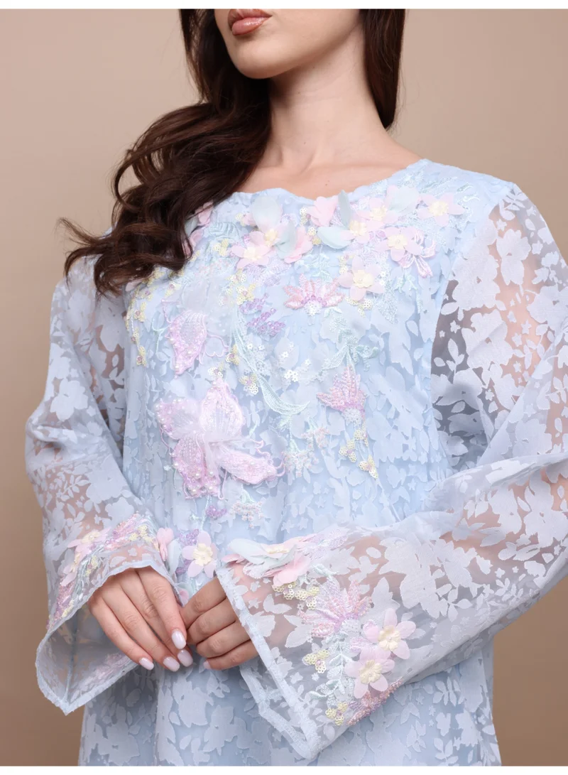 اكسا جلابية حديقة ازهار  IK1115 ازرق