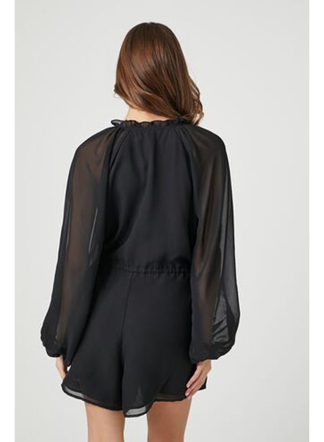 FOREVER 21 Sheer Peasant-Sleeve Romper - Image 3