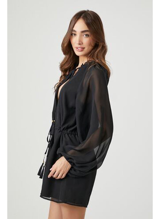 FOREVER 21 Sheer Peasant-Sleeve Romper - Image 2