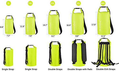 OMGear Waterproof Dry Bag Backpack Waterproof Phone Pouch 40L/30L/20L/10L/5L Floating Dry Sack for Kayaking Boating Sailing Canoeing Rafting Hiking Camping Outdoors Activities (Bright Yellow,20L) - Image 2