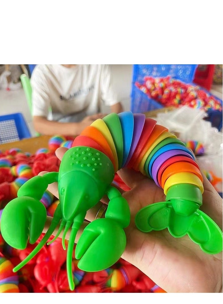Unisex Rainbow Lobster Caterpillar Light-Up Decompression Toys Kids Classic Fun Wholesome Stall Toy Children 5 7 Years Plastic  - Image 2