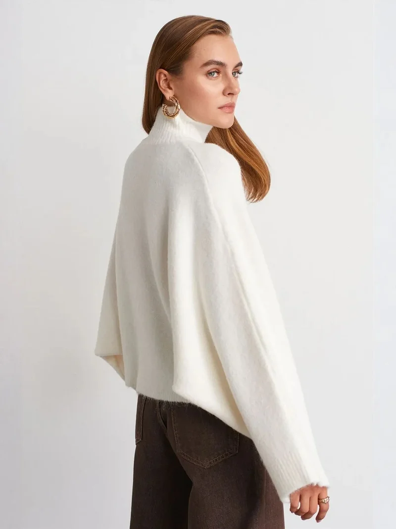 ديلفين Dilvin Oversized Ribbed Turtleneck Sweater