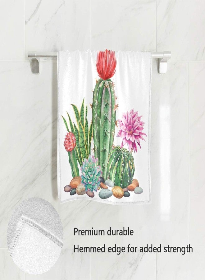 Vdsrup Tropical Cactus Hand Towels Cacti Succulent Flowers Face Towel Soft Thin Guest Towel Portable Kitchen Tea Towels Dish Washcloths Bath Decorations Housewarming Gifts 16 X 30 in - Image 2