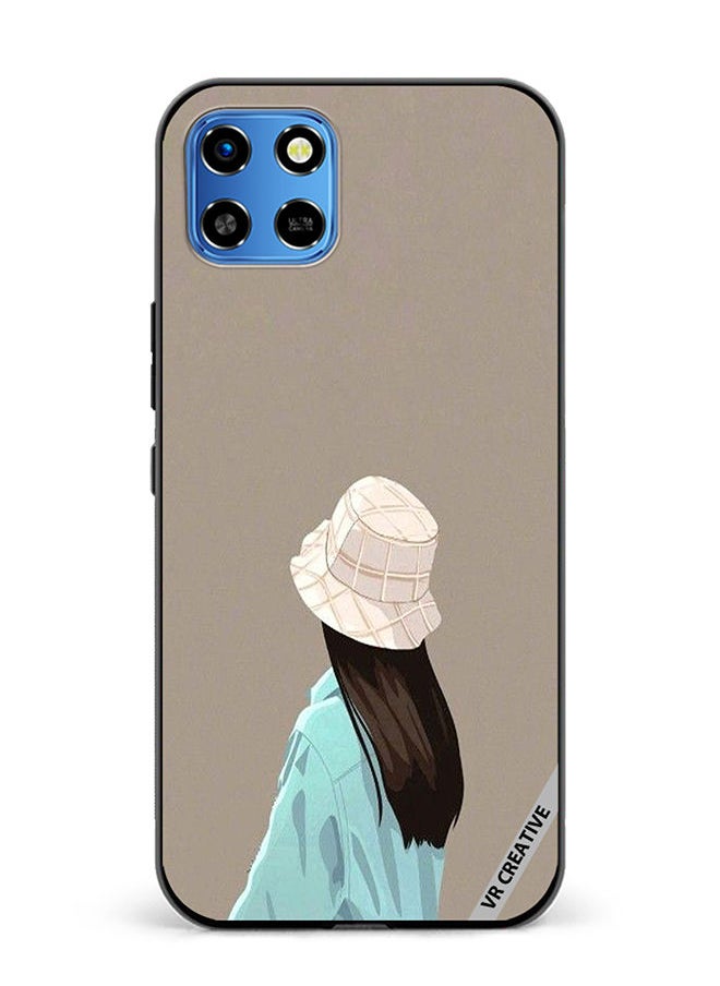 VR CREATIVE Protective Case Cover For Infinix Smart 6 HD Brown Hat Girl Design Multicolour  - Image 1