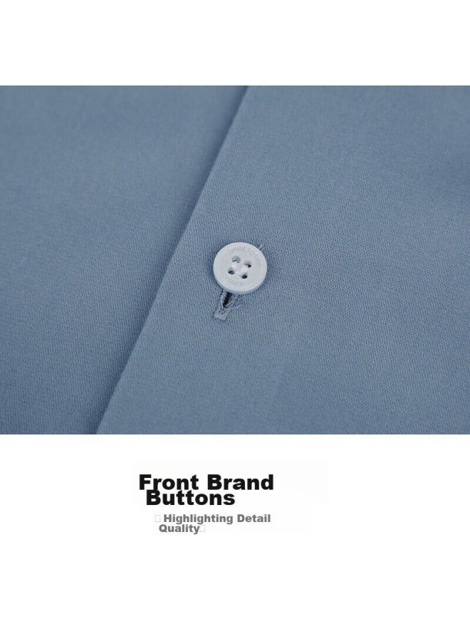 Tries Men's Fleece-lined Shirt, 3a Antibacterial, Autumn And Winter Solid Color, Brand Logo, Warm Long-sleeve Business Casual Shirt For Me - Image 5