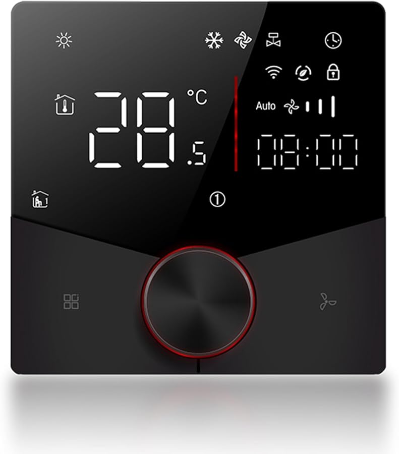 Smart WiFi Thermostat For Air Conditioner Programmable Temperature Controller With LED Touch Panel Black - Image 1