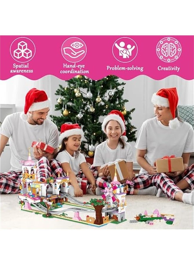 Loquat Roller Coaster Building Set for Kids Girls - Princess Creative Castle Blocks Toys, Construction Building Block Kit Birthday Gift Educational Toys for Kids Friends Sets for Girls 8-12, 711 Pieces - Image 3