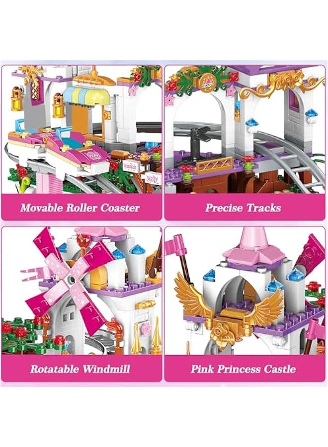 Loquat Roller Coaster Building Set for Kids Girls - Princess Creative Castle Blocks Toys, Construction Building Block Kit Birthday Gift Educational Toys for Kids Friends Sets for Girls 8-12, 711 Pieces - Image 2
