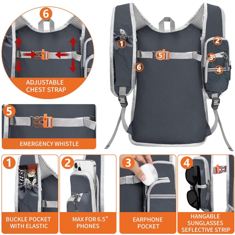 Seektop Expandable Small Hiking Backpack 12L-15L Lightweight Packable Waterproof Daypack with Phone Pocket for Women Men - Image 3