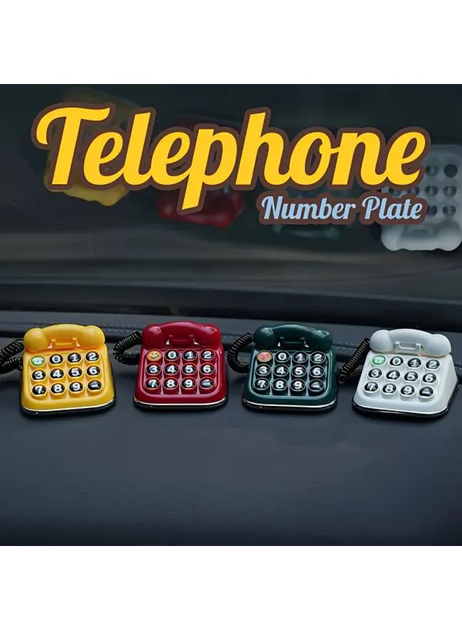 Yellow Retro Telephone Number Plate Vintage Car Dashboard Decor - Image 1