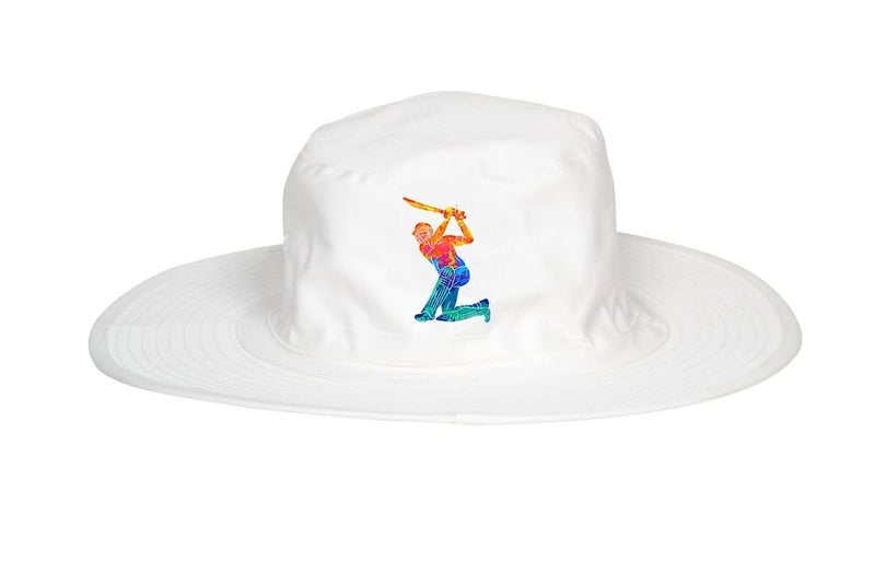 PrimeBox Cotton Classic Packable Beach Outdoor Fishing Bucket Sun Hat for Men Women Adult Boys Teen Round Big Wide Brim Floppy Summer Sun Protection Pack of 1pcs Black Hat (White Cricket A12) - Image 1