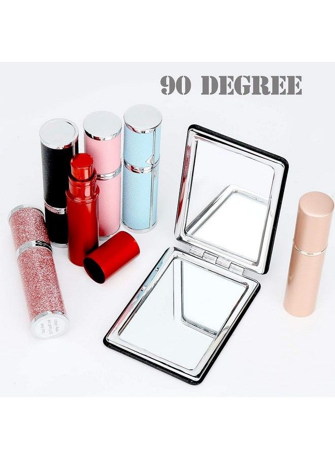 YTZJ Direct - Compact Vanity Mirror For Men Women And Girls Black Travel Makeup Mirrors For Handbag Pocket Wallet Purse Portable Doublesided Magnifying Cosmetic Mirror For Daily Work Business - Image 1