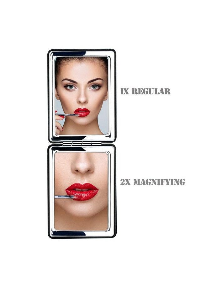 YTZJ Direct - Compact Vanity Mirror For Men Women And Girls Black Travel Makeup Mirrors For Handbag Pocket Wallet Purse Portable Doublesided Magnifying Cosmetic Mirror For Daily Work Business - Image 1