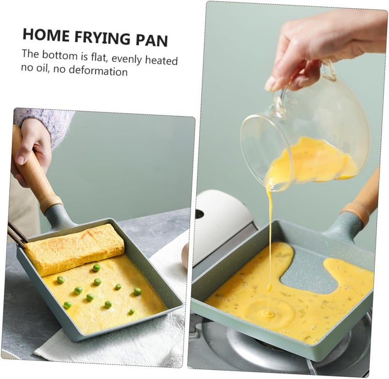 Japanese Tamagoyaki Pan Non-stick Square Frying Pan with Beech Wood Handle, 8-inch Breakfast Omelette Skillet for Home Cooking and Egg Frying Random Color - Image 4