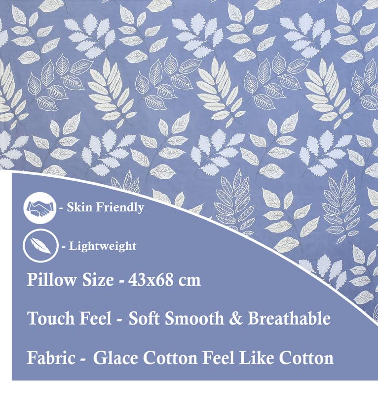 BSB HOME Cotton Pillow Cover/Case Set (2 Pcs) - 18"x28" inches, Blue&Cream - Image 3