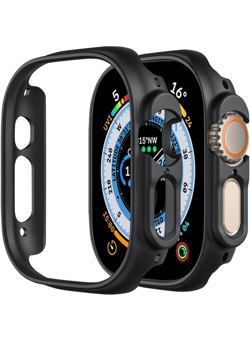 2 Pack Case Compatible with Apple Watch Ultra 49mm, Hard PC Bumper Case All-Around Edge Shockproof Protective Cover Frame 【NO Screen Protector】- Black - Image 1