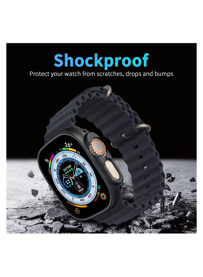 2 Pack Case Compatible with Apple Watch Ultra 49mm, Hard PC Bumper Case All-Around Edge Shockproof Protective Cover Frame 【NO Screen Protector】- Black - Image 3