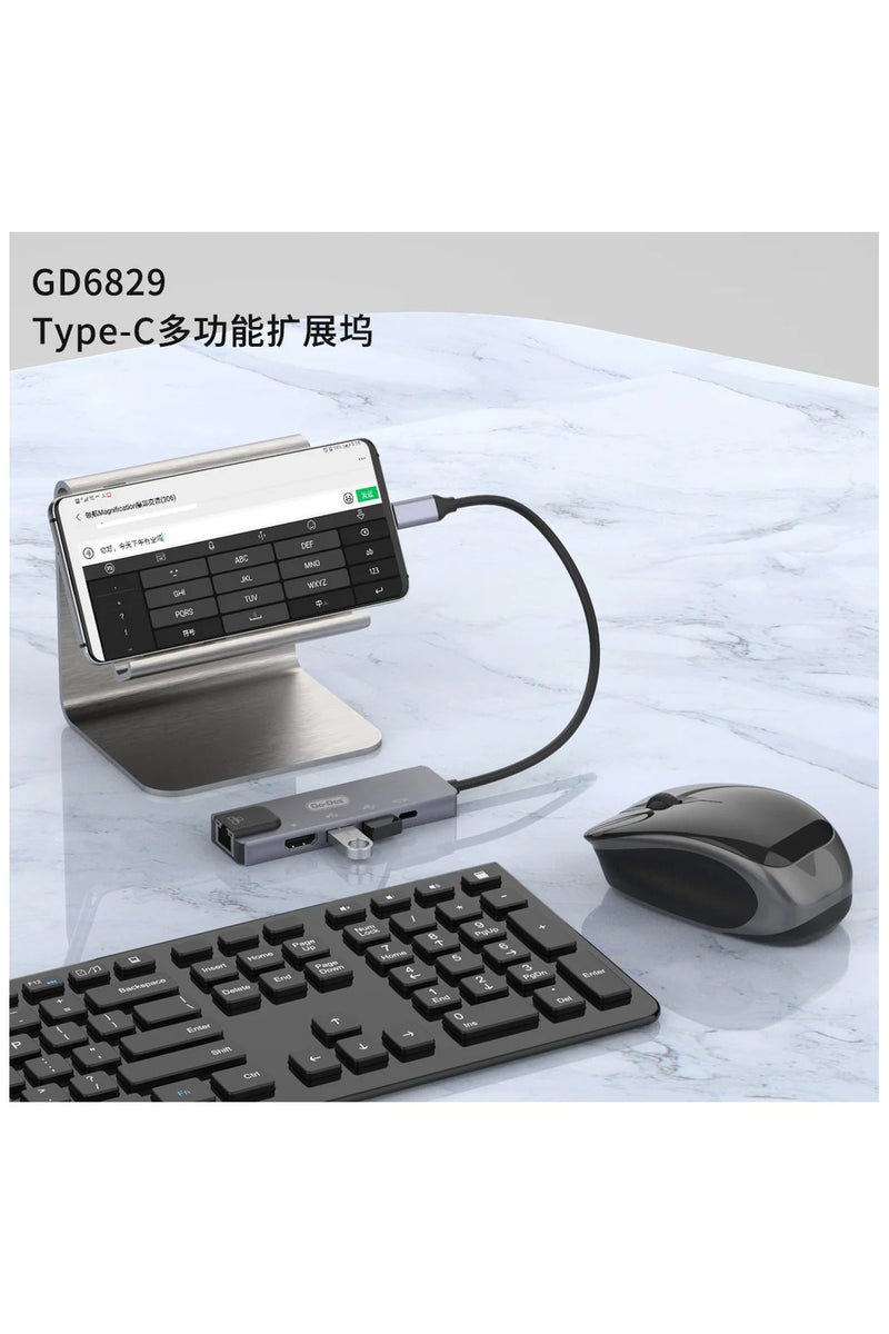 GO-DES 5 in1 Type C to HDTV 2 USB +PD3.0+RJ45 4K high speed,3.0 data expansion interface 3.0 power supply interface of USB-C - Image 5