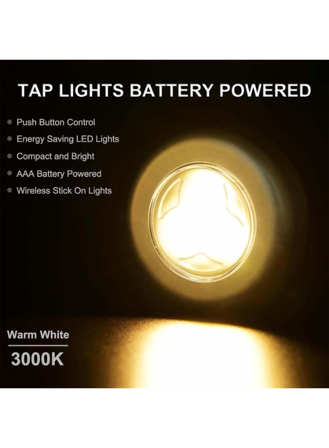 سوفام مصباح صغير, 6 حزم لاسلكية أضواء تحت الخزانة مزود بالبطارية مزود بالكهرباء أضواء دفع, مصباح دايود مشع أضواء أضواء دافئة اضغط على عصا إضاءة أضواء منضدة خزانة المطبخ RV في الهواء الطلق - Image 4