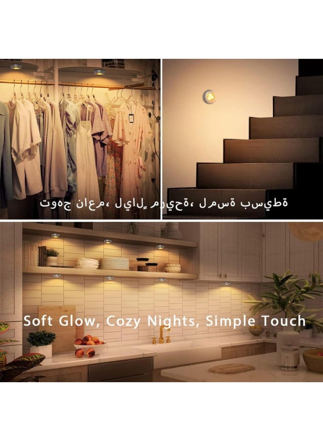 سوفام مصباح صغير, 6 حزم لاسلكية أضواء تحت الخزانة مزود بالبطارية مزود بالكهرباء أضواء دفع, مصباح دايود مشع أضواء أضواء دافئة اضغط على عصا إضاءة أضواء منضدة خزانة المطبخ RV في الهواء الطلق - Image 2