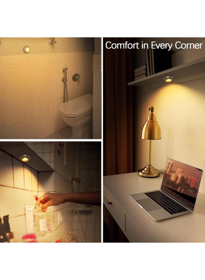 سوفام مصباح صغير, 6 حزم لاسلكية أضواء تحت الخزانة مزود بالبطارية مزود بالكهرباء أضواء دفع, مصباح دايود مشع أضواء أضواء دافئة اضغط على عصا إضاءة أضواء منضدة خزانة المطبخ RV في الهواء الطلق - Image 3