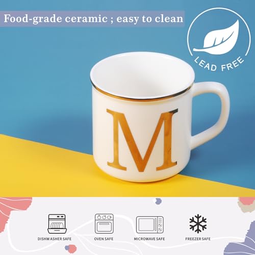 Miicol Ceramic Coffee Mug 16 oz, Monogram Coffee Cup, Golden Initial Tea Mug, Personalized Tea Cup, Unique Gift, Large Mug for Home, Office, Letter M - Image 4