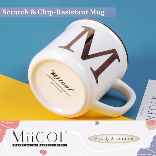 Miicol Ceramic Coffee Mug 16 oz, Monogram Coffee Cup, Golden Initial Tea Mug, Personalized Tea Cup, Unique Gift, Large Mug for Home, Office, Letter M - Image 5