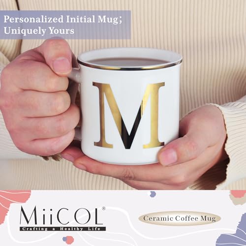 Miicol Ceramic Coffee Mug 16 oz, Monogram Coffee Cup, Golden Initial Tea Mug, Personalized Tea Cup, Unique Gift, Large Mug for Home, Office, Letter M - Image 3