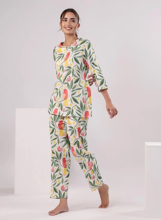 sanskrutihomes sanskrutihomes Floral Printed Cotton Top and Pyjama Set