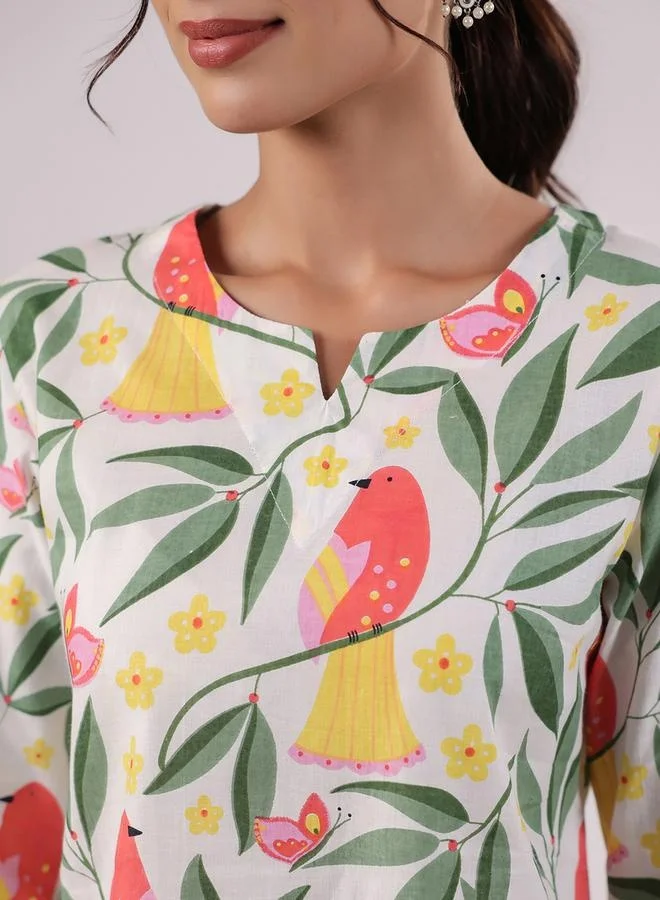 sanskrutihomes sanskrutihomes Floral Printed Cotton Top and Pyjama Set