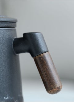LEOKOR Ceramic Tea Cup with Infuser and Lid for Steeping Loose Leaf Tea, Infusion Tea Mug with Extended Wooden Handle 400ml Black  - Image 5