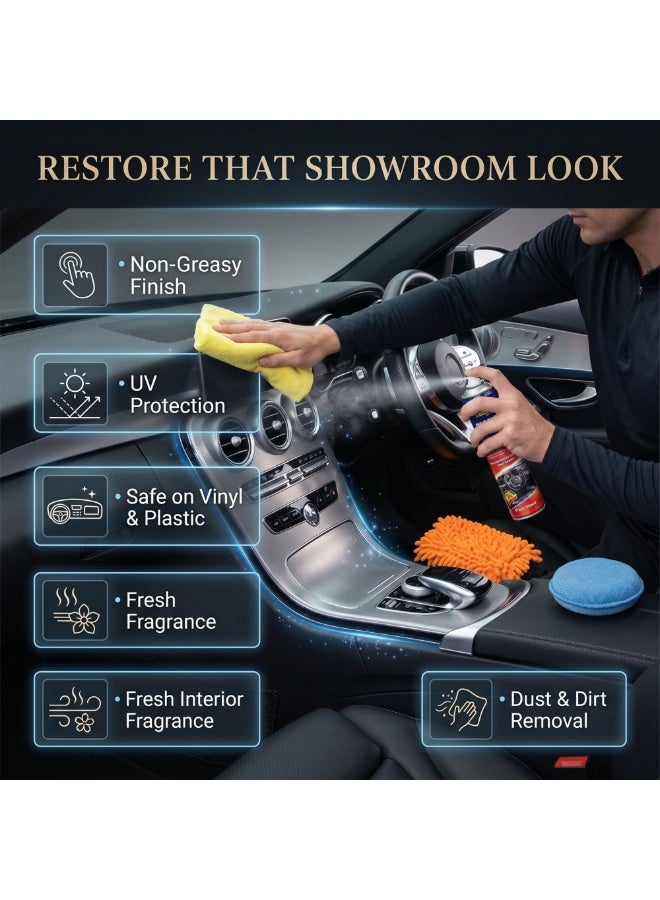 Shield Wash and Shine Kit 6 Piece Premium Car Care Kit Shampoo Wax Tyre Shine Dashboard Polish Microfibre Cloth Sponge Complete Auto Detailing Gift Set Value Pack for Cars SUVs Bikes KSA Auto - Image 4