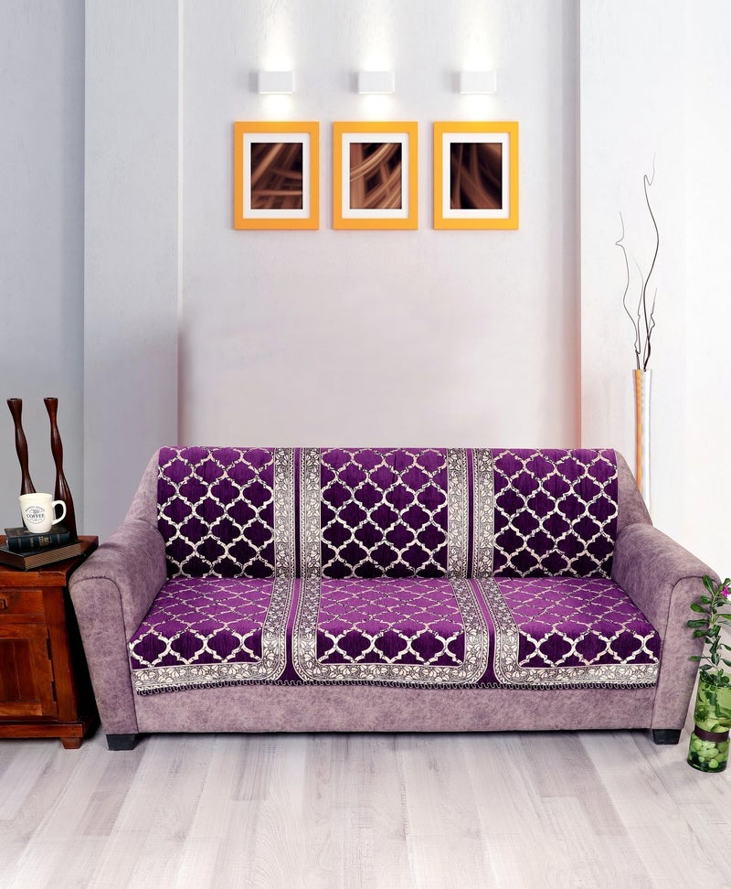 Nendle Modern Velvet Sofa Covers 3 Seater Combined Sofa Seat and Back Cover|Anti-Slip Sofa Covers for Living Room (Light Wine, Pack of 1) - Image 1