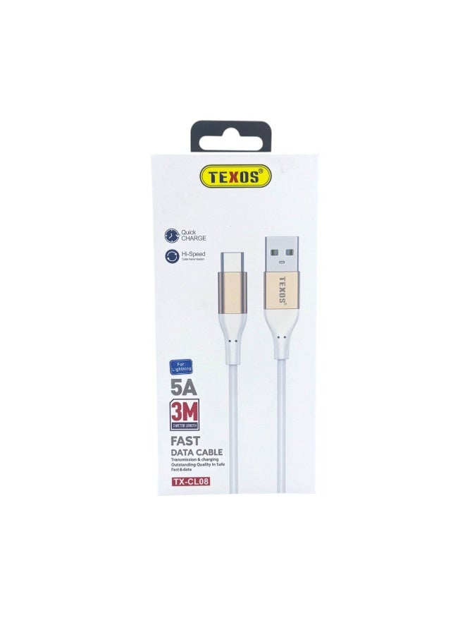 TEXOS TX-CL08 3M 5A Quick Charge Hi-Speed Fast Data Cable - Image 1