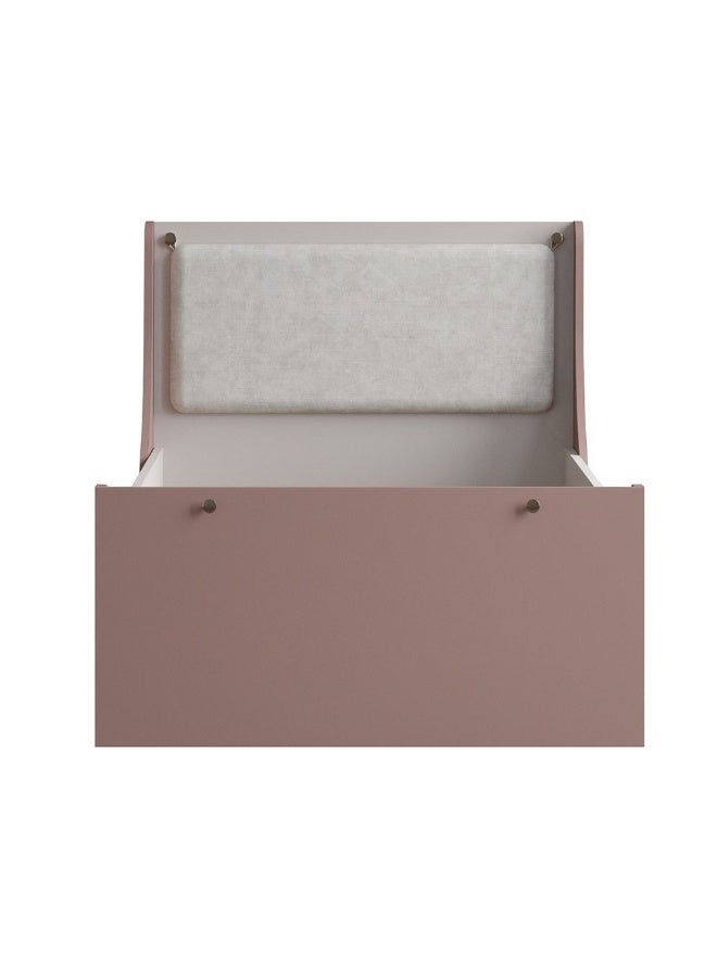 DANUBE HOME Blossom 90x200 Bed With Upholstered Headboard | Modern Design Wooden Single Bed Frame Furniture | Comfortable Bed (Mattress Not Included) -Blush Pink+Light Beige - Image 3