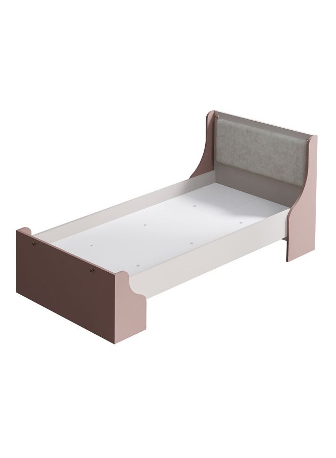 DANUBE HOME Blossom 90x200 Bed With Upholstered Headboard | Modern Design Wooden Single Bed Frame Furniture | Comfortable Bed (Mattress Not Included) -Blush Pink+Light Beige - Image 2