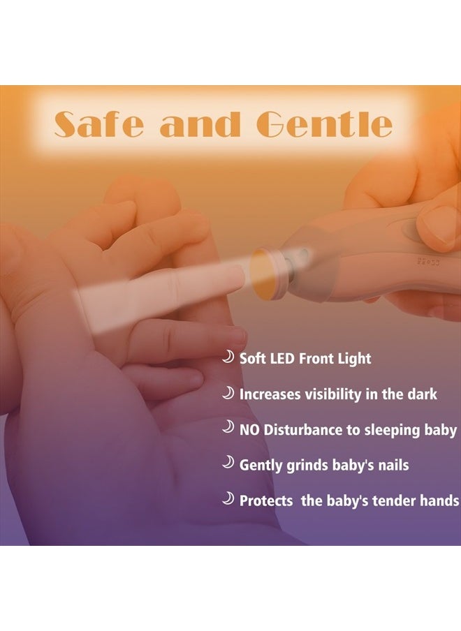 Consevisen - Baby Nail Trimmer Electric Nail File Baby Nail Clippers, Safe Nail Filer Grinder Kit for Newborn Infant Toddler Kids or Adults Toes Fingernails Care Trim Polish, with Led Light and 10 Grinding Heads - Image 1