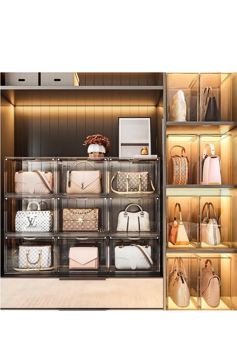 MONOGUE Handbag Storage Organizer for Closet Acrylic Display Box Stackable Storage with Magnetic Door for Figure Hat Toys Books and Bags - Image 4