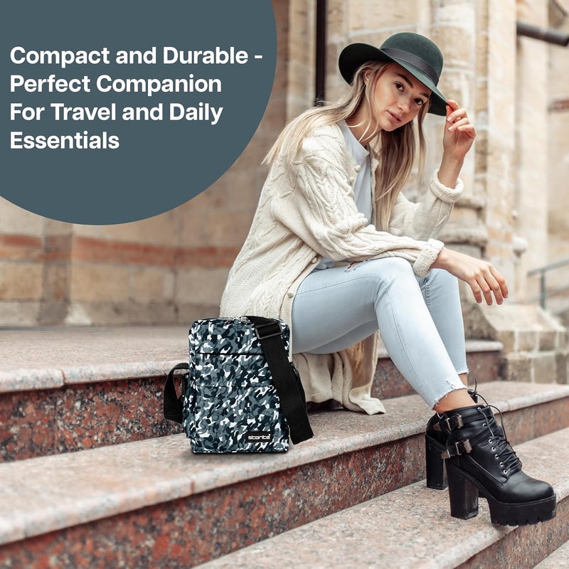 Storite Stylish Padded Mini Sling Bag for Men and Women, Small Passport Travel Bag and Small Sling Bag With Water Bottle Pocket (Grey - 16.5 x 8 x 25.5 cm) - Image 4