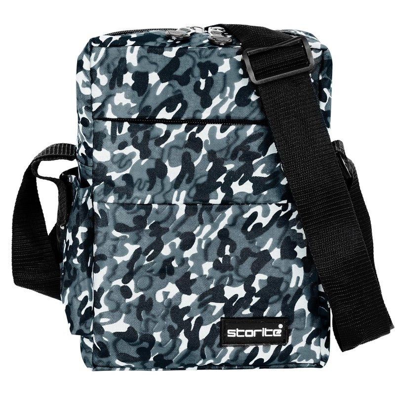 Storite Stylish Padded Mini Sling Bag for Men and Women, Small Passport Travel Bag and Small Sling Bag With Water Bottle Pocket (Grey - 16.5 x 8 x 25.5 cm) - Image 1