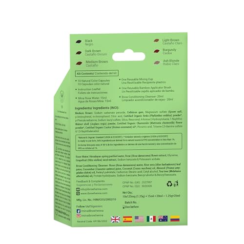 MinaiBrow Mina ibrow & Lash Tint kit Medium Brown| Natural Spot coloring and Brow Tinting Kit Powder in Capsule, Water and Smudge Proof | Instant Brow dye, No Ammonia, No Lead, 10 applications Dye Kit - Image 2