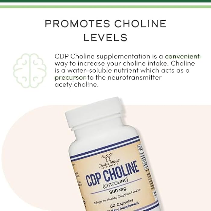 Double Wood Supplements CDP Choline (Citicoline) Supplement, Pharmaceutical Grade, Third Party Tested (60 Capsules 300mg) - Image 5