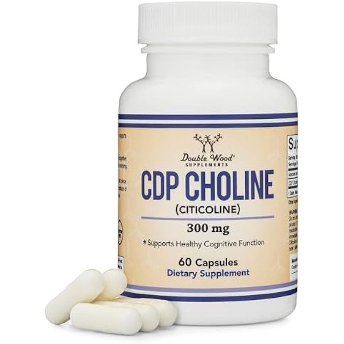 Double Wood Supplements CDP Choline (Citicoline) Supplement, Pharmaceutical Grade, Third Party Tested (60 Capsules 300mg) - Image 1