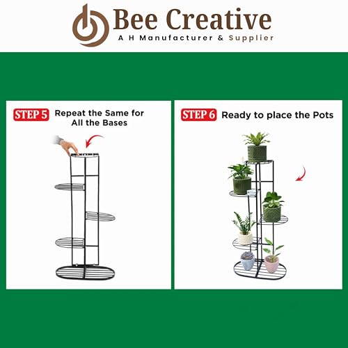 Bee Creative A Trendy Ultra Luxury Metal 6 Tier 7 Potted Plant Stand Multiple Flower Pot Holder Display For Indoor Outdoor Size- Hxl 41X18 Inch (Gold, Corner Shelf) - Free Standing - Image 3