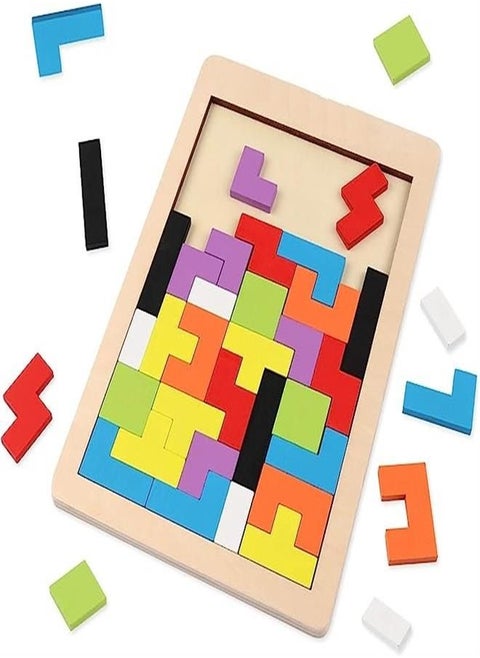 Wooden Building Blocks Puzzle Brain Teaser Toy - Colorful 3D Octagon Puzzle - Russian Nesting Blocks Game STEM Montessori Educational Gift for Infants and Toddlers